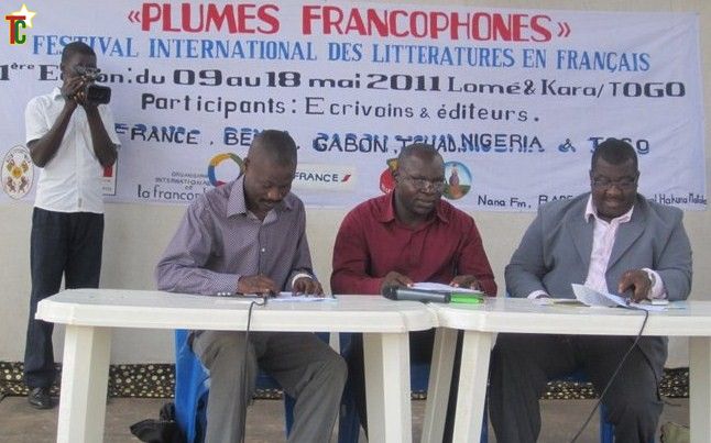 L'équipe de Plumes francophones: de gauche à droite: Tony Féda, Cyriaque Noussouglo et Kangni Alem